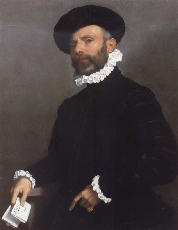 Giovanni Battista Moroni Portrait of a young Man Holding a Letter oil painting image